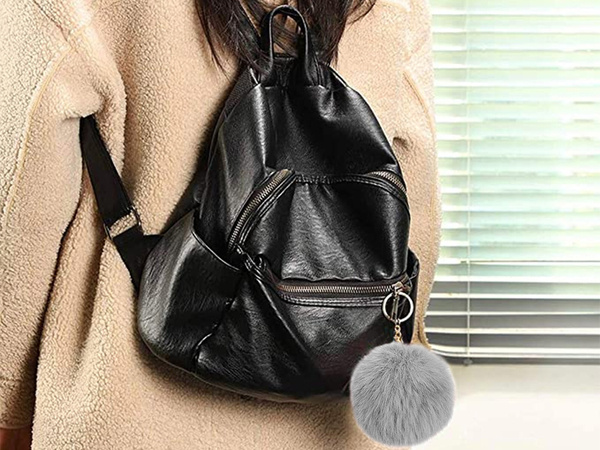 Schlüsselanhänger tasche pompon pelz flitter für handtaschen