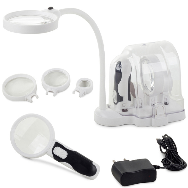 Schreibtisch-lupe 2in1 auswechselbare lensen 6 leds