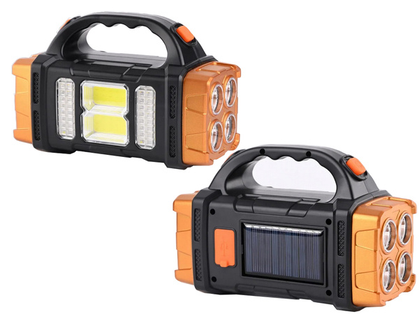 Solar taschenlampe tragbar wiederaufladbar led cob powerbank flutlicht