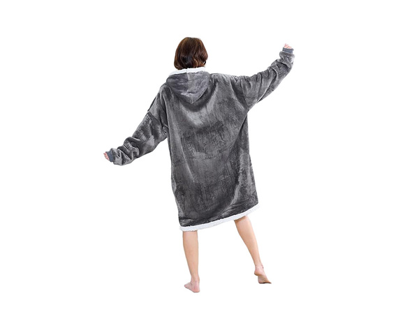 Sweatshirt warme oversize-decke xxl 2in1 dickes fell weiches kapuzenkleid morgenmantel