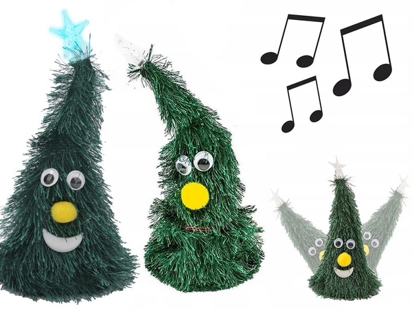 Tanzender weihnachtsbaum singend singend spielend geschenk leuchtend lustig für montag