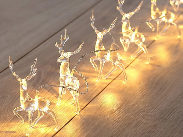 Weihnachtsbeleuchtung rentier girlande 10 led mit glitter für weihnachtsbaum