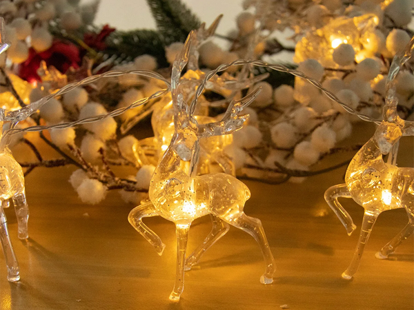 Weihnachtsbeleuchtung rentier girlande 10 led mit glitter für weihnachtsbaum