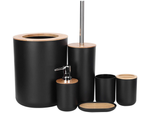 Badezimmer-set 6-in-1-badezimmer-toilette-toilettengriff-eimer schwarz set