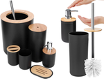 Badezimmer-set 6-in-1-badezimmer-toilette-toilettengriff-eimer schwarz set