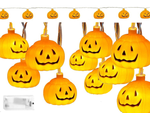 Kürbis lichter 10 led hängend halloween 200cm leuchtende dekoration kürbis dekoration