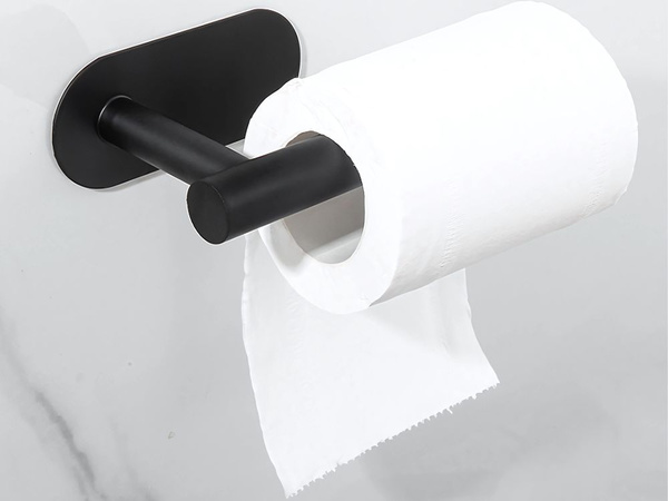 Tualetes papīra turētājs wc pašlīmējošs bez urbšanas melns bēniņu metāls