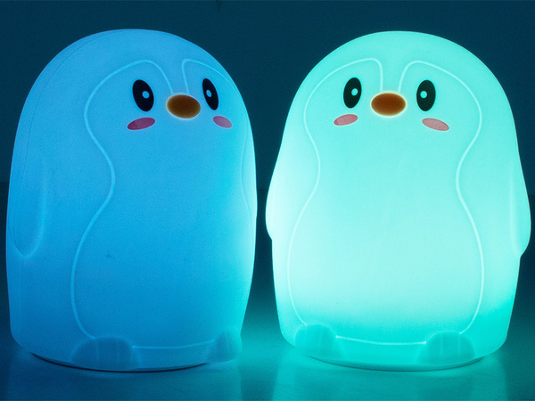 Otroška nočna luč vodila pingvin rgb dotik usb