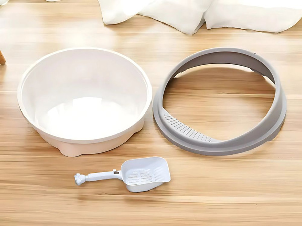 Open litter tray large solid with paddle and high rim