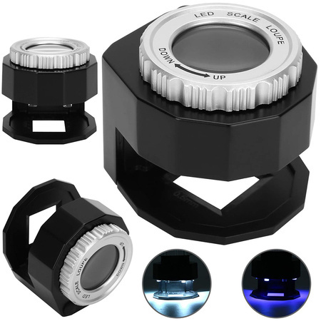 Jeweller's loupe microscope 30x 3 led uv cartridge