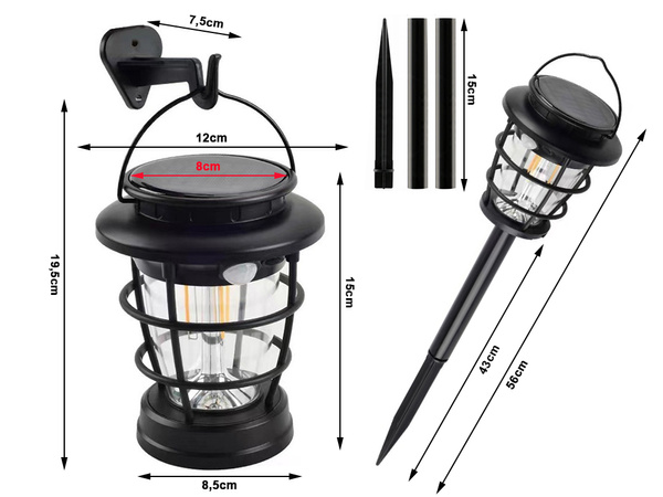 Napelemes kemping lámpa led kerti lámpa usb szürkület mozgásérzékelő