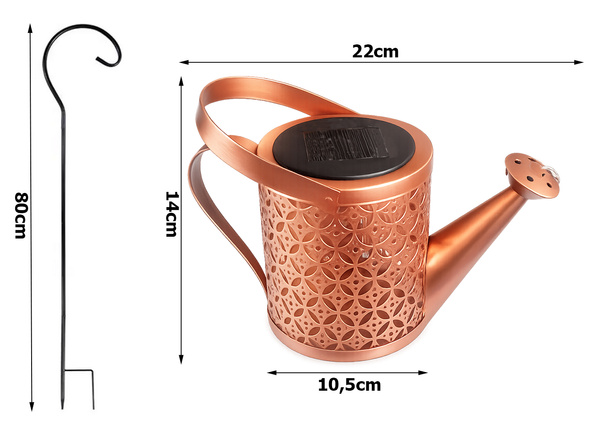 DECORATIVE SOLAR LED LANTERN GARDEN WATERING CAN GARLAND TWILIGHT SENSOR