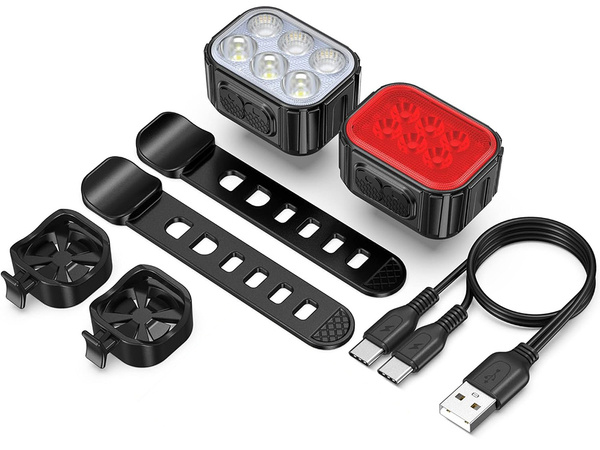 Lampe led vélo arrière avant set usb pour guidon vélo batterie rechargeable