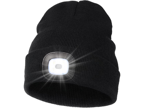 CHAPEAU AUTOMNE HIVER AVEC TORCHE LED NOIR USB 3 MODES D'ÉCLAIRAGE