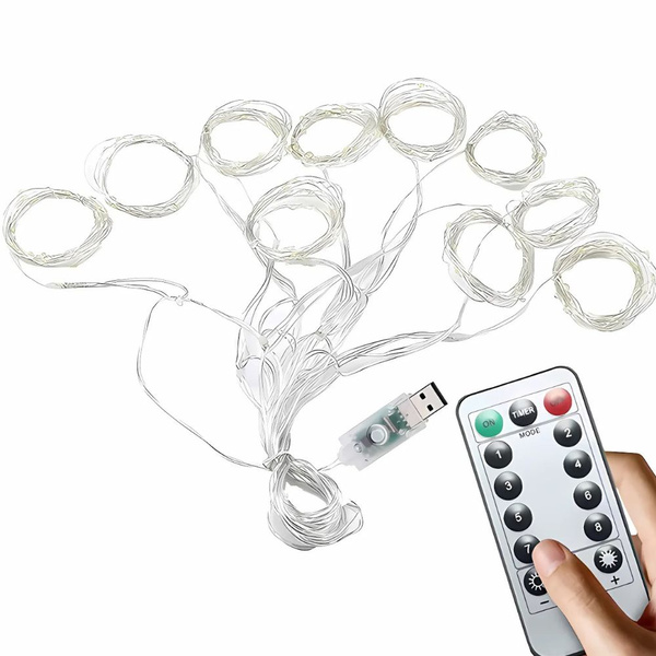 Luces guirnalda festiva cortina de luz 300 led interior cálido usb