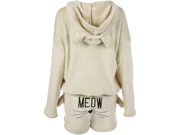 Warm women's pyjamas two-piece with hood soft plush short l