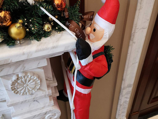 PÈRE NOËL SUR UNE ÉCHELLE DÉCORATION DE NOËL BALCON TERRASSE DÉCORATION 95 CM CHEMINÉE