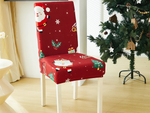 Vianočný poťah na stoličku, dekoratívny, univerzálny, Santa Claus, s gumičkou