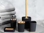 Ensemble de salle de bain brosse de salle de bain wc distributeur de savon poubelle en bambou 5