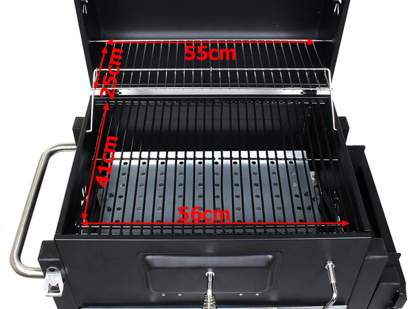 Parrilla de carbon para jardin dos rejillas termometro tapa repisa cenicero grande