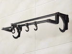 Colgador de baño negro para toallas y accesorios 40cm sin taladrar 4 ganchos