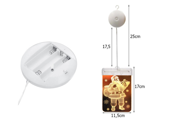 Witraż led 3d na okno ozdoba lampki świąteczne