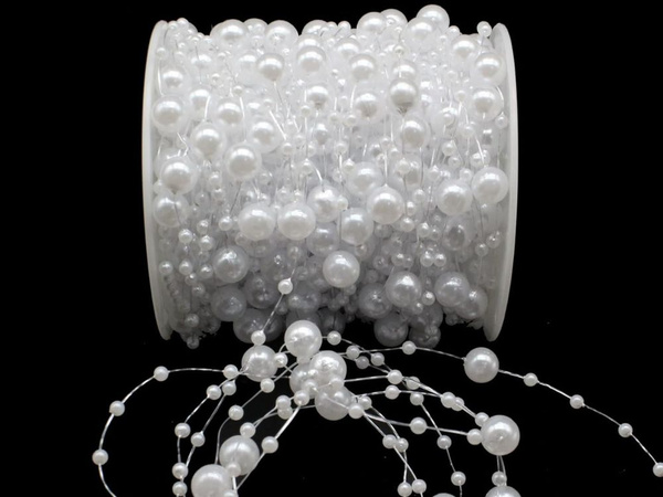 Perles de chandelier blanches perles de sapin de noël perles 8mm bobine 5m