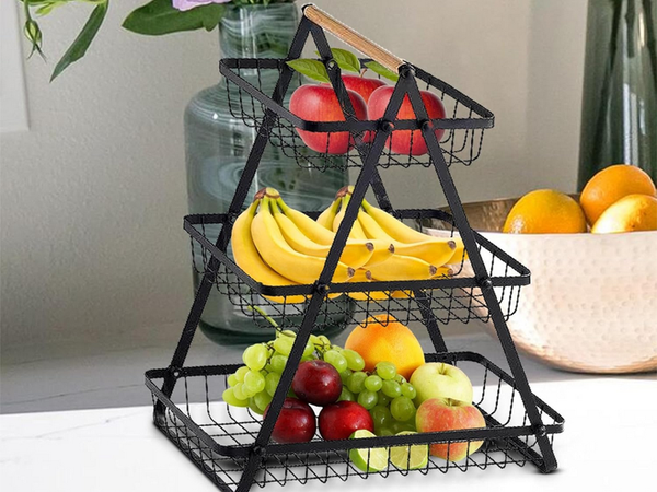 Estante de cocina altillo organizador de cocina de tres pisos con cesta