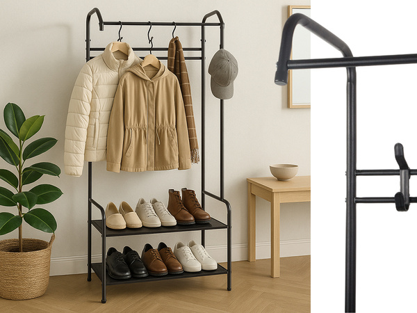 Perchero de pie para ropa de abrigo, chaquetas y zapatos, estantería con estantes