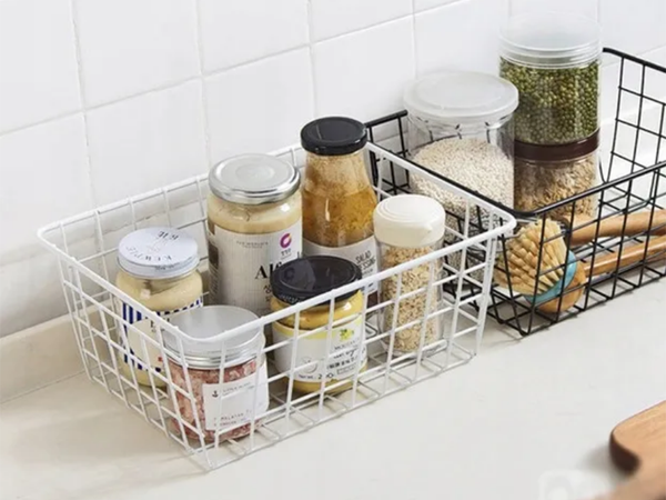 Cesta metálica loft organizador metálico loft para cocina para fruta blanco grande