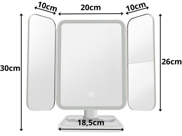 Miroir de maquillage led miroir de maquillage pliant lumineux usb 3 couleurs