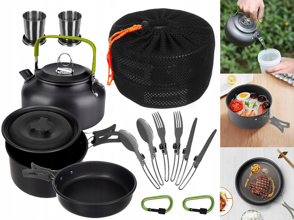Camping cookware set kemping kettle frying pan 18in1