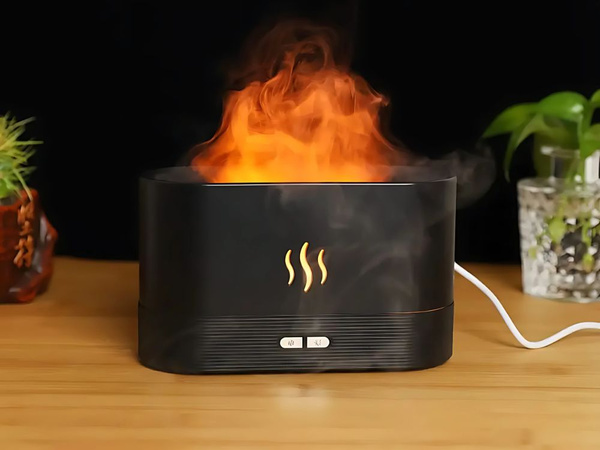 Humidificador de aire usb difusor led rgb chimenea aroma niebla fuego