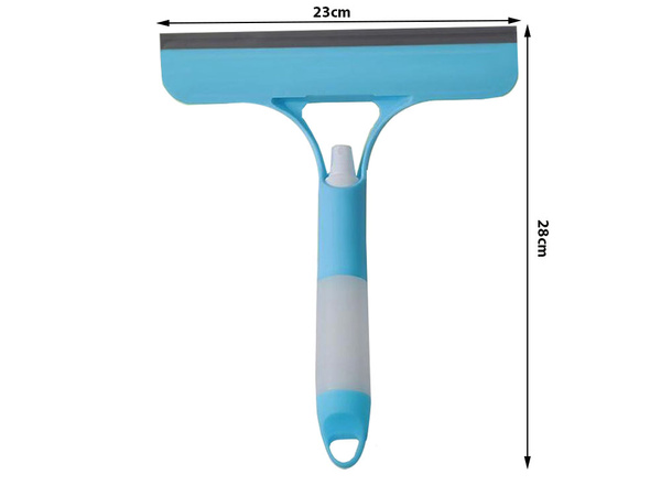 Squeegee window washer with washer brush cab spray