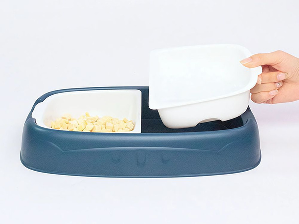 Double bowl for dog cat removable water and food bowls large plastic