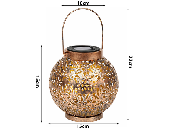 LÁMPARA SOLAR DECORATIVA LED FAROL SOLAR DORADO DE COBRE COLGANTE