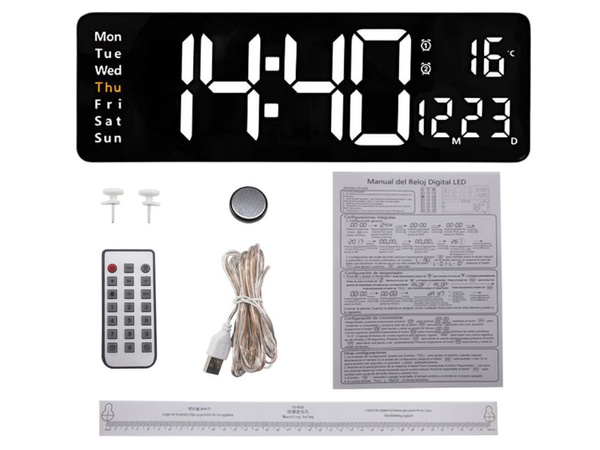 Электронные часы цифровые светодиодные подвесные дата температура будильник дней