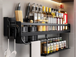 Wall shelf metal kitchen organiser for hanging utensils and spices