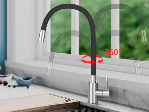 Grifo mezclador flexible de cocina con caño giratorio 360 flexible