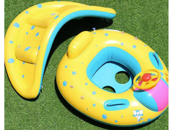 Wheel inflatable swimming toy with canopy with seat