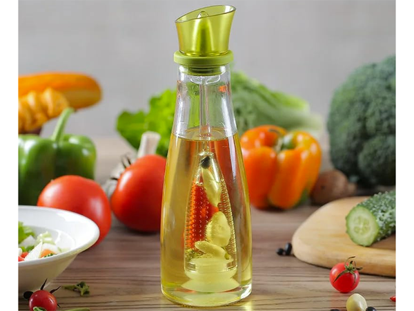 Oil and vinegar bottle glass dispenser with herb dispenser 0.5l