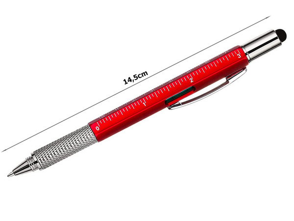 Multifunction pen screwdriver multitool 6in1 spirit level clip