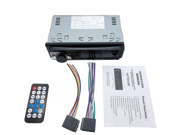 Car radio bluetooth usb aux sd 1-din microphone + pilot 4 x 60w