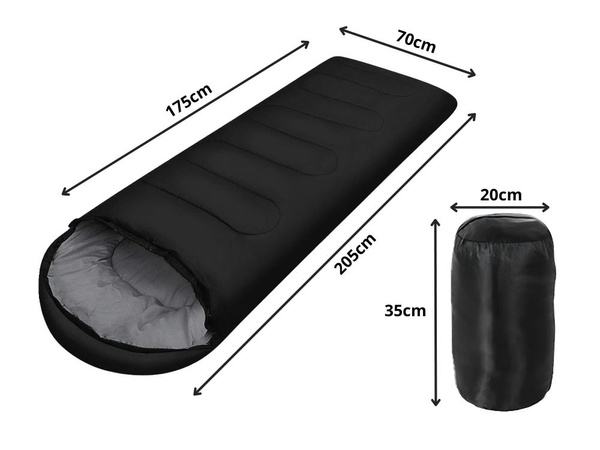 TOURIST MUMMY SLEEPING BAG WITH COVER LEKK WARM CAMPING BIVOUAC BLACK