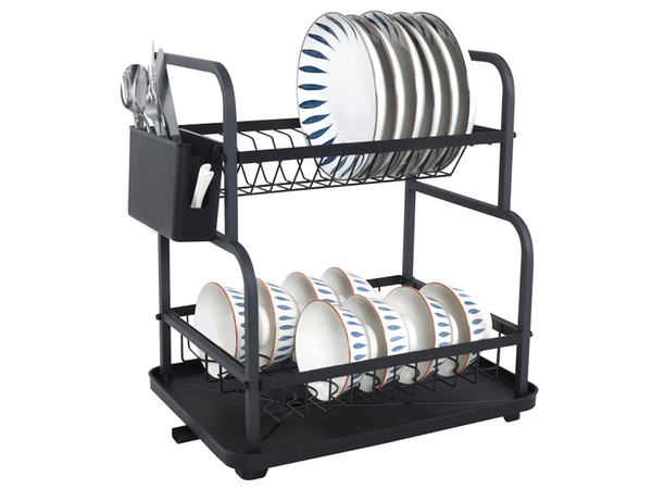 Dishwasher dryer plates cutlery cups two-level drainer with tray