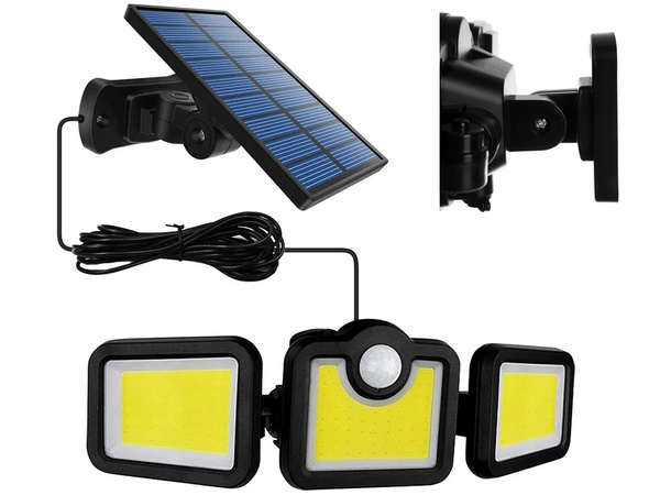 Lampe solaire avec capteur de mouvement crépusculaire 171 led panneau séparé jardin