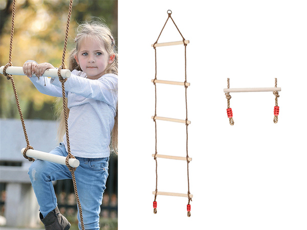 Garden rope ladder for children wooden swing climbing