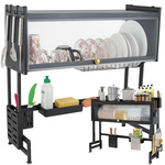 Drying rack for dishes, plates and cutlery large drip tray organiser cabinet 65 cm