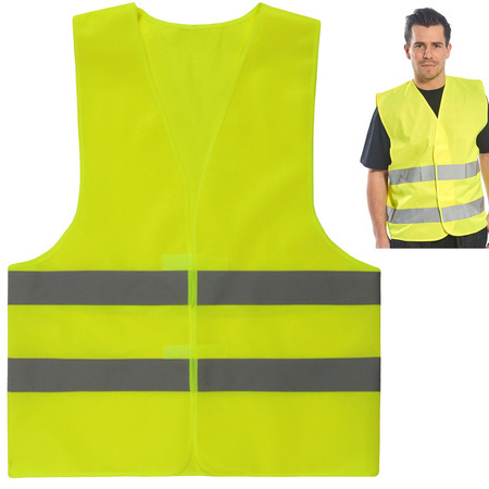 Reflective road safety waistcoat yellow