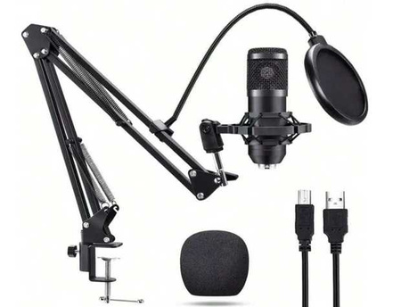 Studio-usb-kapazitätsmikrofon set stativ pop-filter kardioidal